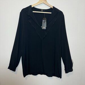 SEVENTY Venezia Women’s Top Black Size 44 TG Blouse Silk Blend Long Sleeves
